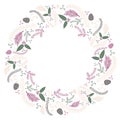 Christmas flat wreath postcard vector