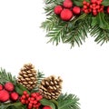Christmas Flora and Bauble Border Royalty Free Stock Photo