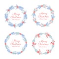 Christmas circular frame and  borders with Cute Wreath of Christmas plant Royalty Free Stock Photo