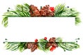 Christmas floral composition with pine cones and branches