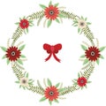 Christmas Floral wreath with red bow set Royalty Free Stock Photo