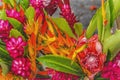 Christmas Flower Arrangement Torch Red Ginger Moorea Tahiti Royalty Free Stock Photo