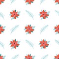 Christmas flower patterns seamless background with poinsettia Simple New Year fabric design template Vector Royalty Free Stock Photo