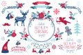 Christmas Flower Wreath Design Elements