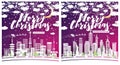 Christmas Flyer with Tokyo Japan City Skyline and New York USA in Paper Cut Style Royalty Free Stock Photo