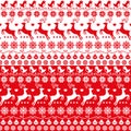 Christmas folk art vector seamless pattern set with birds, reindeer and snowflakes, Scandinavian style red and white wallpaper, te Royalty Free Stock Photo