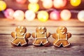 Christmas food, Gingerbread Man on a wooden background. garland for the new year Royalty Free Stock Photo