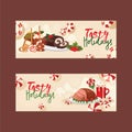 Christmas food for holiday decoration xmas sweet celebration vector traditional festive family table winter meat