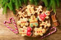 Christmas food.  Homemade gingerbread cookies on a wooden table Royalty Free Stock Photo