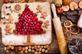 Christmas food. Ingredients for cooking Christmas baking, top vi Royalty Free Stock Photo