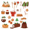 Christmas food vector desserts holiday decoration xmas family diner sweet