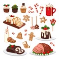 Christmas food vector set.