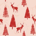 Christmas forest landscape seamless wrapping pattern