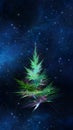 Christmas fractal illustration. Neon bright Christmas tree and holiday decorations. Vertical banner. Gadget screen wallpaper Royalty Free Stock Photo