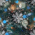 Christmas fragment-decoration of Christmas decorations and festive rooms. Festive decoration of the room. Seamless texture