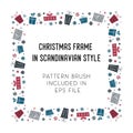 Christmas frame and brush with corner tiles Royalty Free Stock Photo