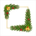 Christmas frame with candy cane and jingle bells. Xmas Corner with snowflakes and decoration ball. Christmas corner, Xmas Royalty Free Stock Photo