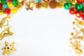 Christmas frame with Christmas ornaments and decorations and cop Royalty Free Stock Photo