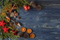 Christmas frame. Gingerbread cookies, spices and decorations on Royalty Free Stock Photo