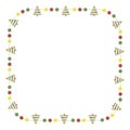 Christmas frame with gingerbread Xmas tree decorations. Square Xmas decorative border isolated on white background. Vector Royalty Free Stock Photo