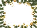 christmas frame with golden balls Royalty Free Stock Photo