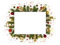 christmas frame with golden and red balls Royalty Free Stock Photo