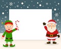 Christmas Frame - Green Elf & Santa Claus Royalty Free Stock Photo