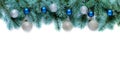 Christmas frame made of Christmas tree branches isolated copy space Royalty Free Stock Photo
