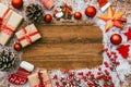 Christmas frame made of festive decorations, Royalty Free Stock Photo