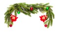 Christmas frame made of Christmas tree branches isolated copy space Royalty Free Stock Photo