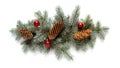 Christmas frame made of Christmas tree branches isolated copy space Royalty Free Stock Photo