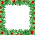 Christmas frame with mistletoe berries Royalty Free Stock Photo