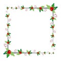 Christmas frame with mistletoe berries Royalty Free Stock Photo