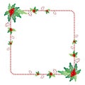 Christmas frame with mistletoe berries Royalty Free Stock Photo