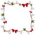 Christmas frame with mistletoe berries and bows/ ribbons Royalty Free Stock Photo