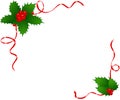 Christmas frame of mistletoe and ribbons