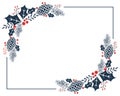 Christmas frame with pine cones, berries and holly leaves on a white background. Christmas wreath Royalty Free Stock Photo