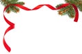 Christmas Frame with Red Ribbon Royalty Free Stock Photo