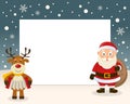 Christmas Frame - Reindeer & Santa Claus Royalty Free Stock Photo