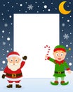 Christmas Frame - Santa Claus & Green Elf Royalty Free Stock Photo