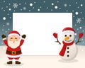 Christmas Frame - Santa Claus & Snowman Royalty Free Stock Photo