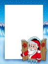 Christmas frame with Santa in window Royalty Free Stock Photo