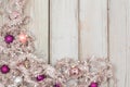 Christmas frame - silver and bright wood Royalty Free Stock Photo