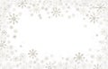 Christmas frame with silver and white snowflakes Royalty Free Stock Photo