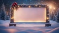 christmas frame with snow highly intricately detailed Blank sign with christmas decorations Royalty Free Stock Photo