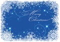 Christmas frame with snowflakes over blue background Royalty Free Stock Photo