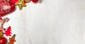 Christmas frame on white wood background Royalty Free Stock Photo