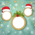 Christmas frames over snowflakes background