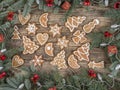 Christmas framework with gingerbread cookies