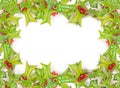 Christmas framework with holly berry isolated